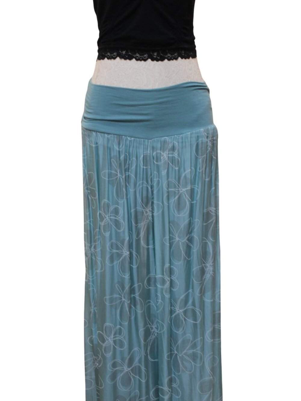 Italian Flowly Flower Blue Pants for Women